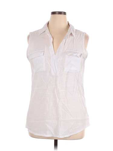 NY Collection Women Ivory Sleeveless Button-Down S