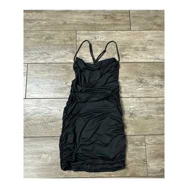 Princess Polly Black Ruch Black Body Con Mini Dres