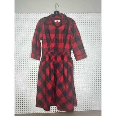 Isaac Mizrahi, plaid, button down, midi dress.