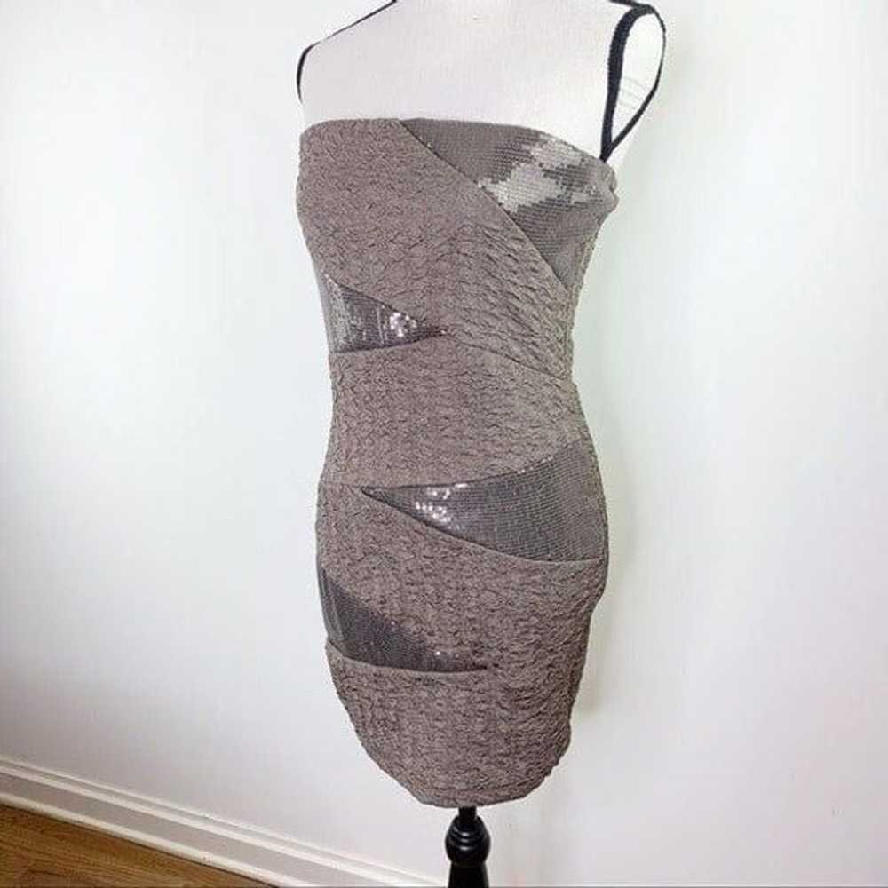 GRACIE Taupe Strapless Bodycon Mini Dress Sequins - image 2