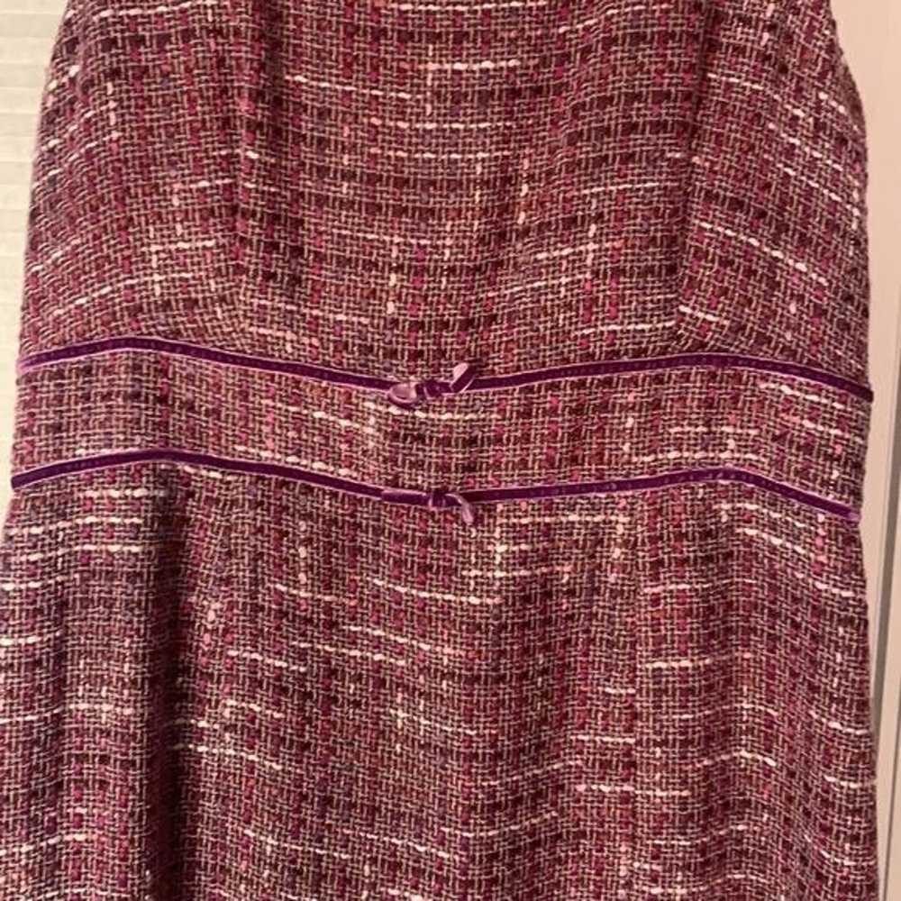 Pink Purple Tweed Dress Cardigan Sweater Set Size… - image 11