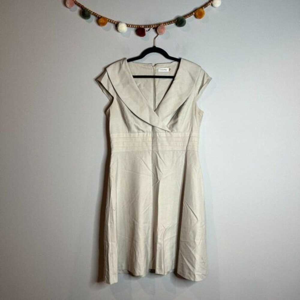 Calvin Klein cream collared fit & flare dress - image 1