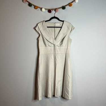 Calvin Klein cream collared fit & flare dress - image 1