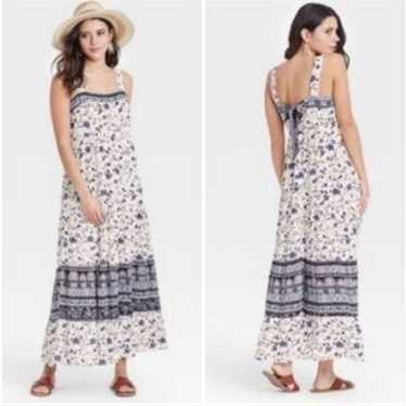 Knox Rose Floral Boho Crinkle a-line maxi dress s… - image 1