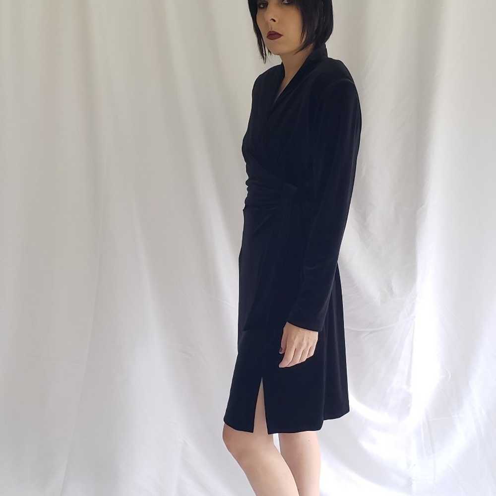 90s/Y2K Black Velvet Wrap Dress - image 2