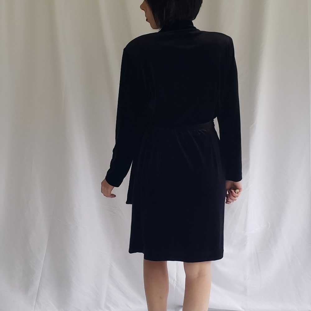 90s/Y2K Black Velvet Wrap Dress - image 3