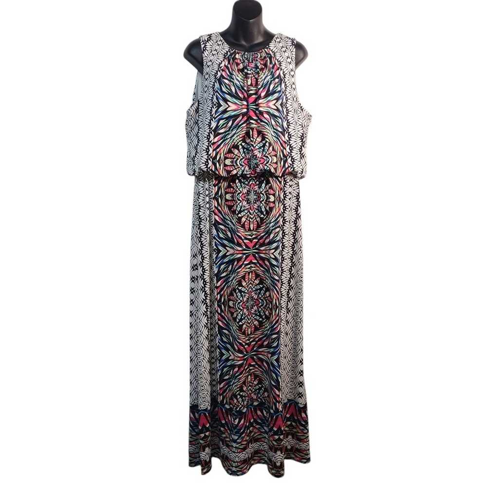 London Times Maxi Dress Multi Colors BOHO Sleevel… - image 1