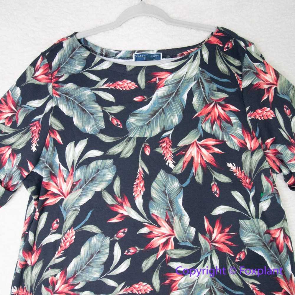 Karen Scott Sport Womens Plus Floral Mini T-Shirt… - image 2