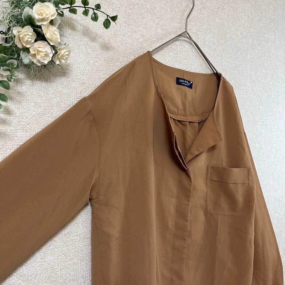 Nat and Diary Sheer Shirt M Brown Simple Workwear… - image 7