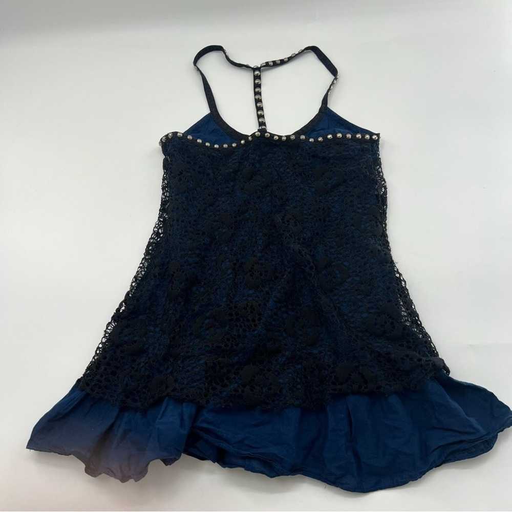 Free People Mini Dress Tunic Black Lace and Navy … - image 5