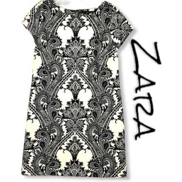 Zara Woman Cream and Black Mini Dress Size Small