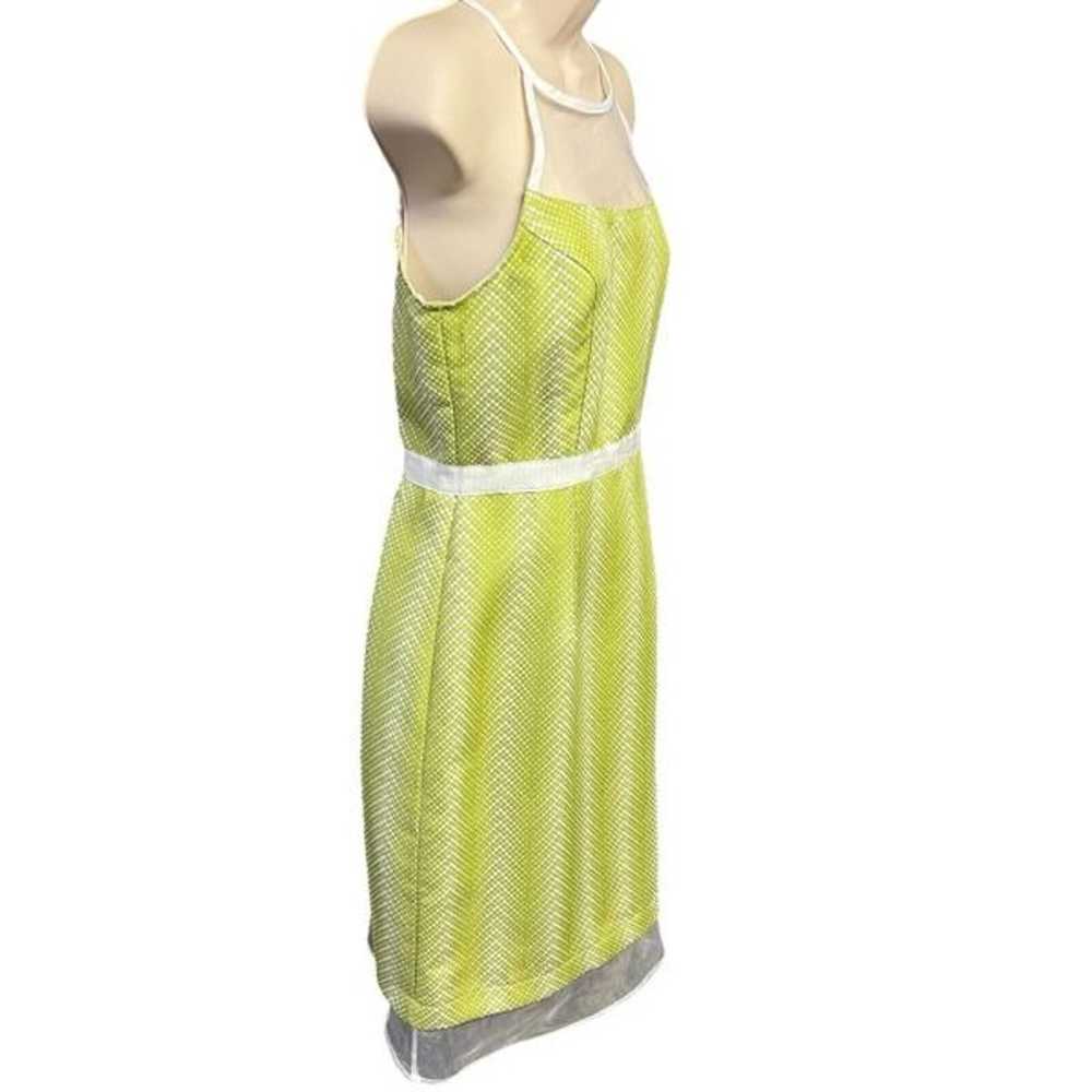 J. Taylor Illusion Dress Lime Green White Chevron… - image 5