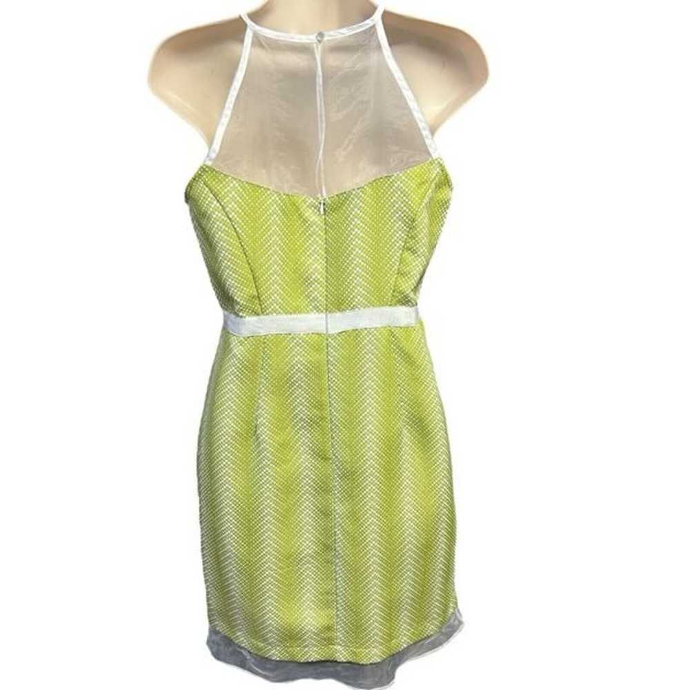 J. Taylor Illusion Dress Lime Green White Chevron… - image 7