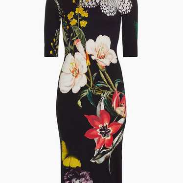 Alice + Olivia Delora Floral Crewneck Midi-Dress, 