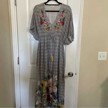 Cost Plus World Market Grey Floral Embroidered Max