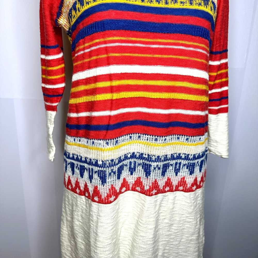 Free People Alpine Stripe Red Boho Aztec Long Sle… - image 3