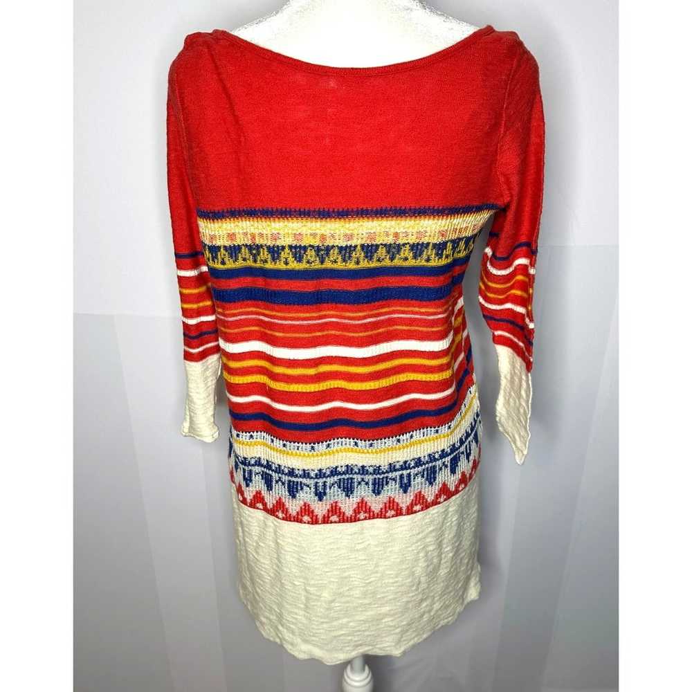 Free People Alpine Stripe Red Boho Aztec Long Sle… - image 6