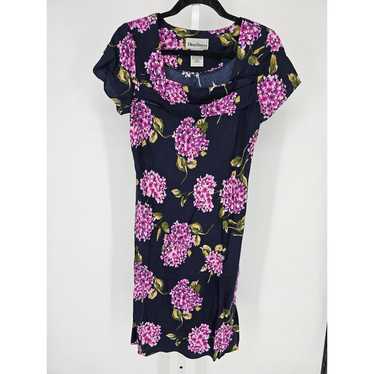 Y2K Ultra Dress Women's Navy Floral Pattern Round… - image 1