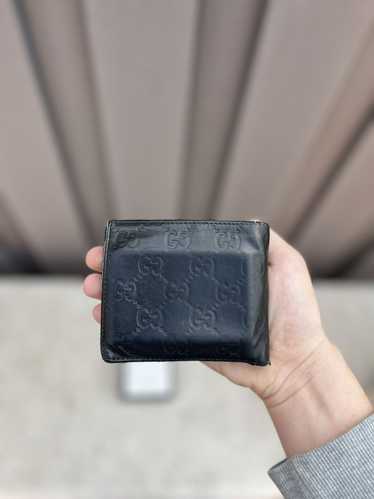 Gucci Gucci Ssima Leather Bifold Wallet Black GG L