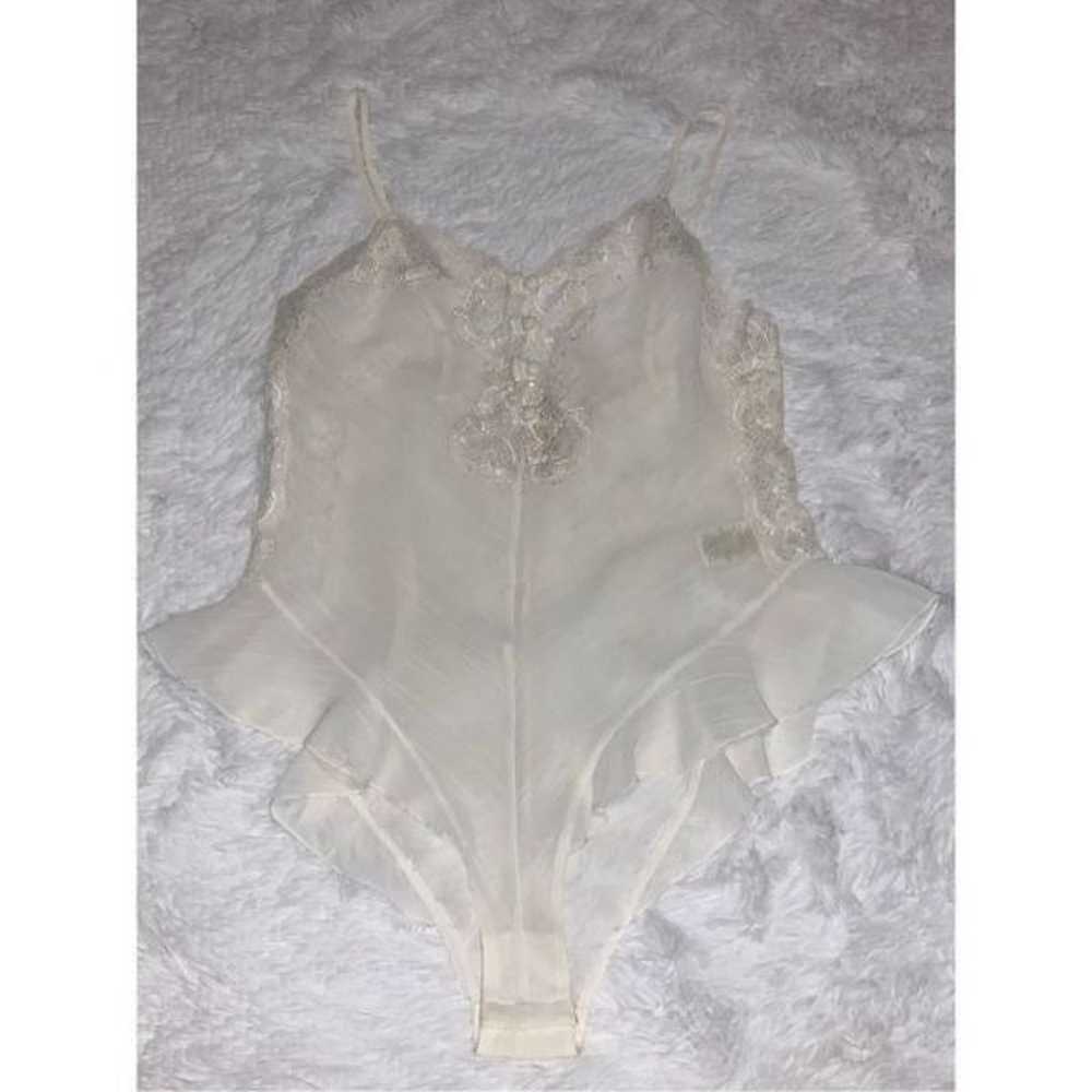 Vintage Delicates White Lace Teddy Bodysuit Small - image 1