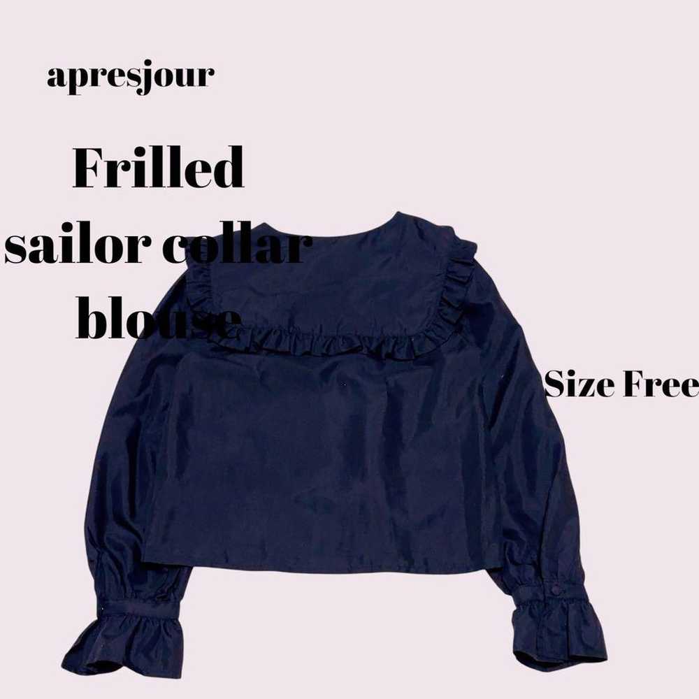 apresjour Frill Sailor Collar Blouse Black Free S… - image 12