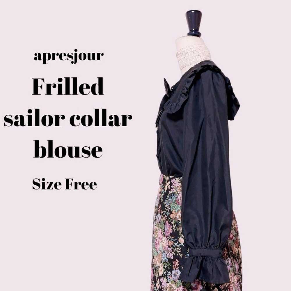 apresjour Frill Sailor Collar Blouse Black Free S… - image 5