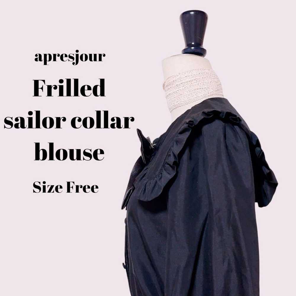 apresjour Frill Sailor Collar Blouse Black Free S… - image 6