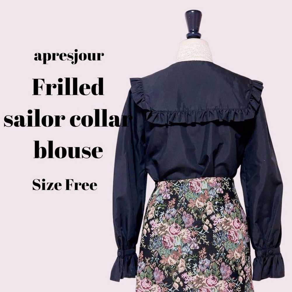 apresjour Frill Sailor Collar Blouse Black Free S… - image 7