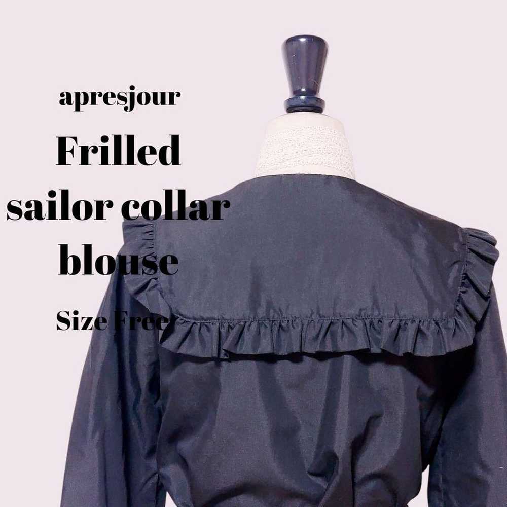 apresjour Frill Sailor Collar Blouse Black Free S… - image 8