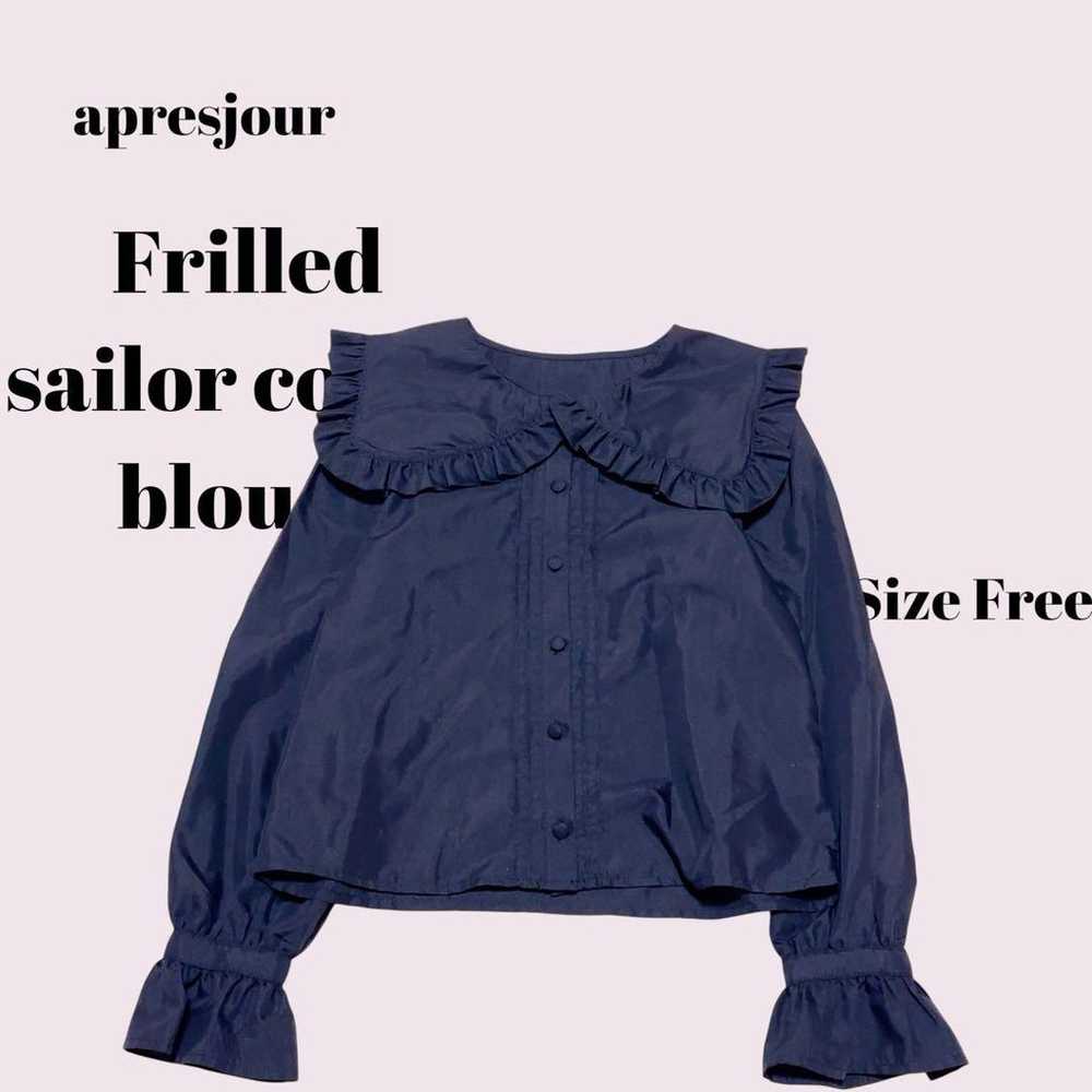 apresjour Frill Sailor Collar Blouse Black Free S… - image 9