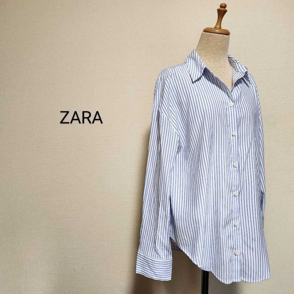 ZARA Striped Oversized Shirt Light Blue x White. - image 3