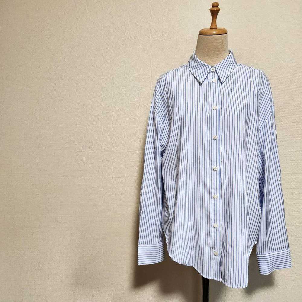 ZARA Striped Oversized Shirt Light Blue x White. - image 6