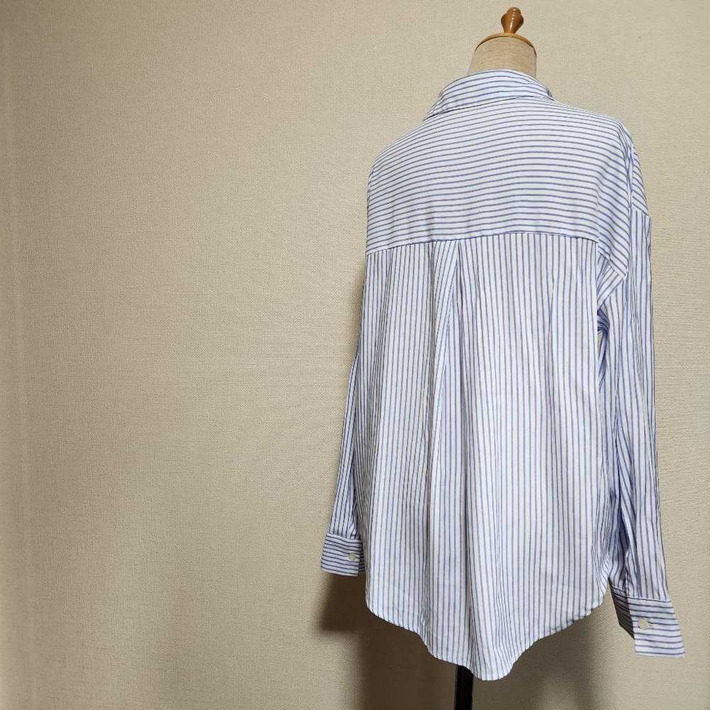 ZARA Striped Oversized Shirt Light Blue x White. - image 7