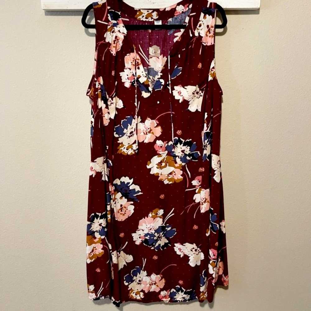 Old Navy Maroon Floral Sleeveless Tunic Dress Wom… - image 1