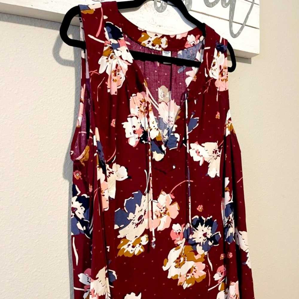 Old Navy Maroon Floral Sleeveless Tunic Dress Wom… - image 3