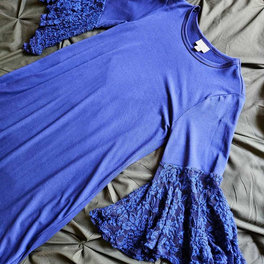 Beautiful boho blue dress lace sleeves LuLaRoe Ma… - image 3