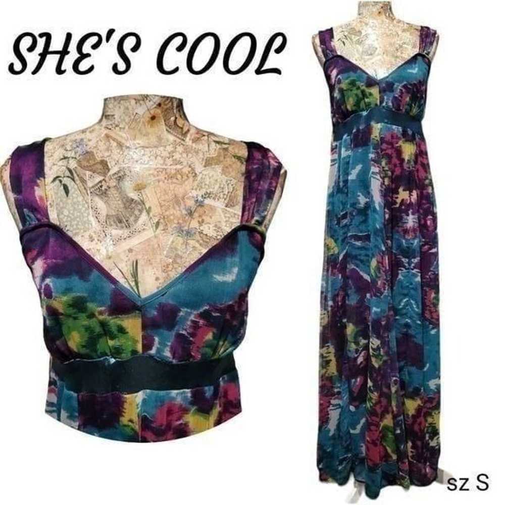 She's Cool Peacock Colorful Long Halter Top Empir… - image 1