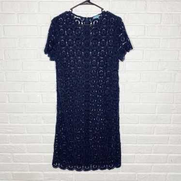 J. McLaughlin Navy Blue Open Crochet Dress size Me