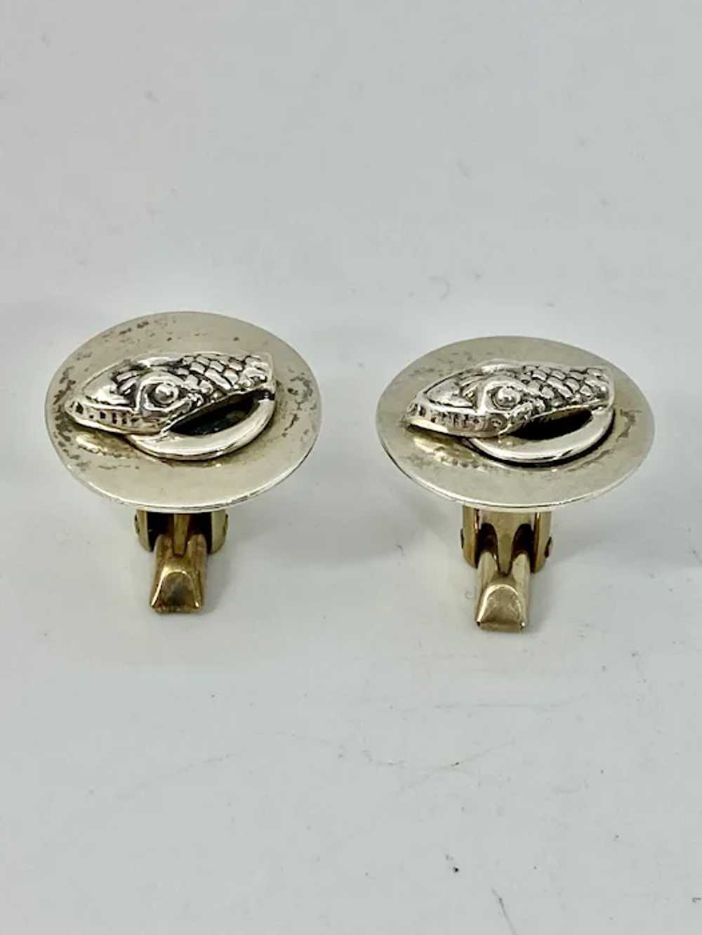 Delfino Sterling Snake Head Cufflinks Mexico Silv… - image 12