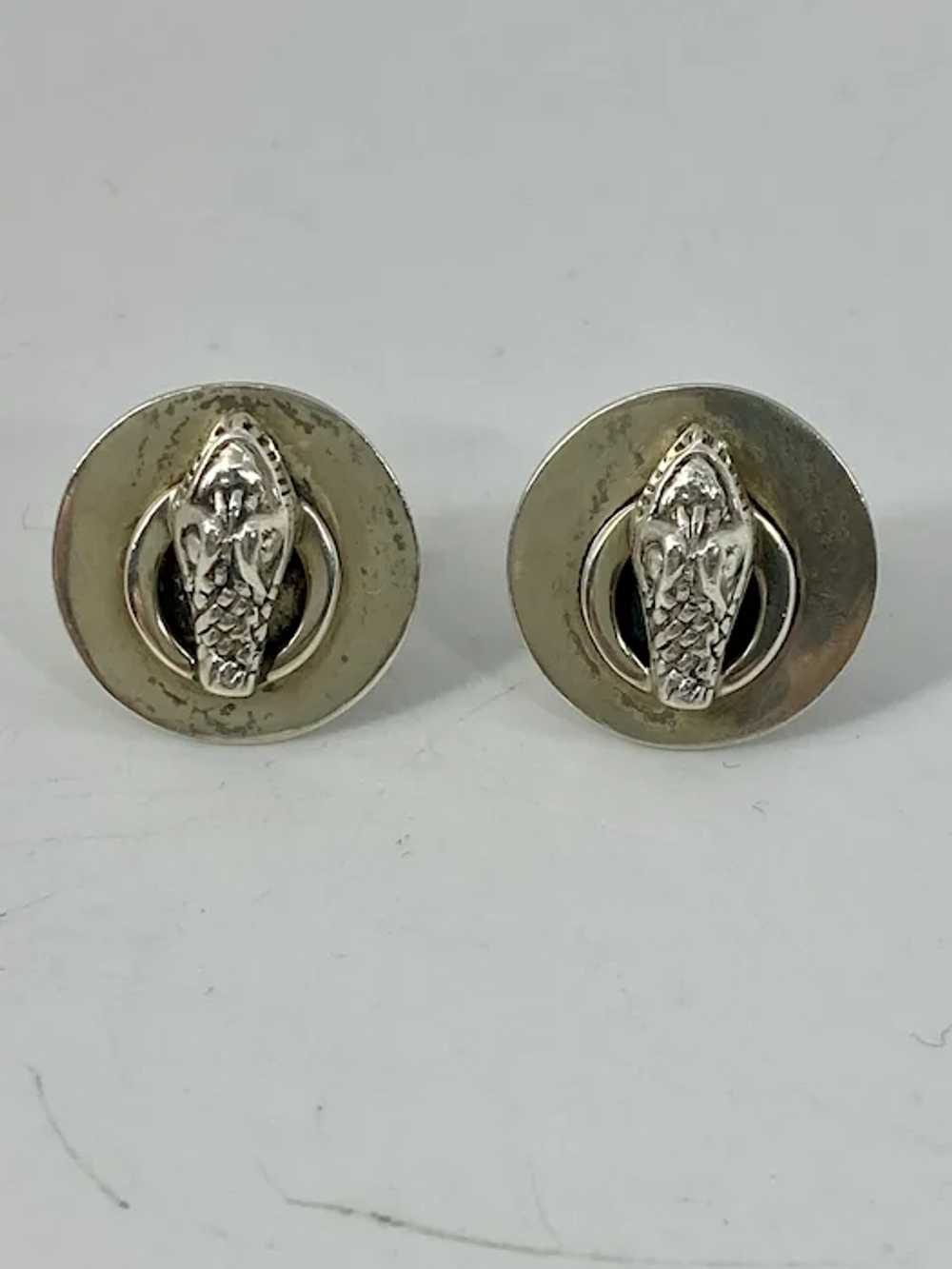 Delfino Sterling Snake Head Cufflinks Mexico Silv… - image 6