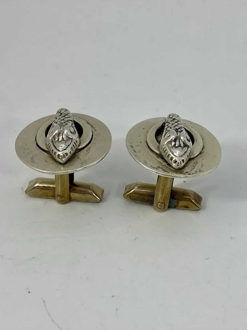 Delfino Sterling Snake Head Cufflinks Mexico Silv… - image 7