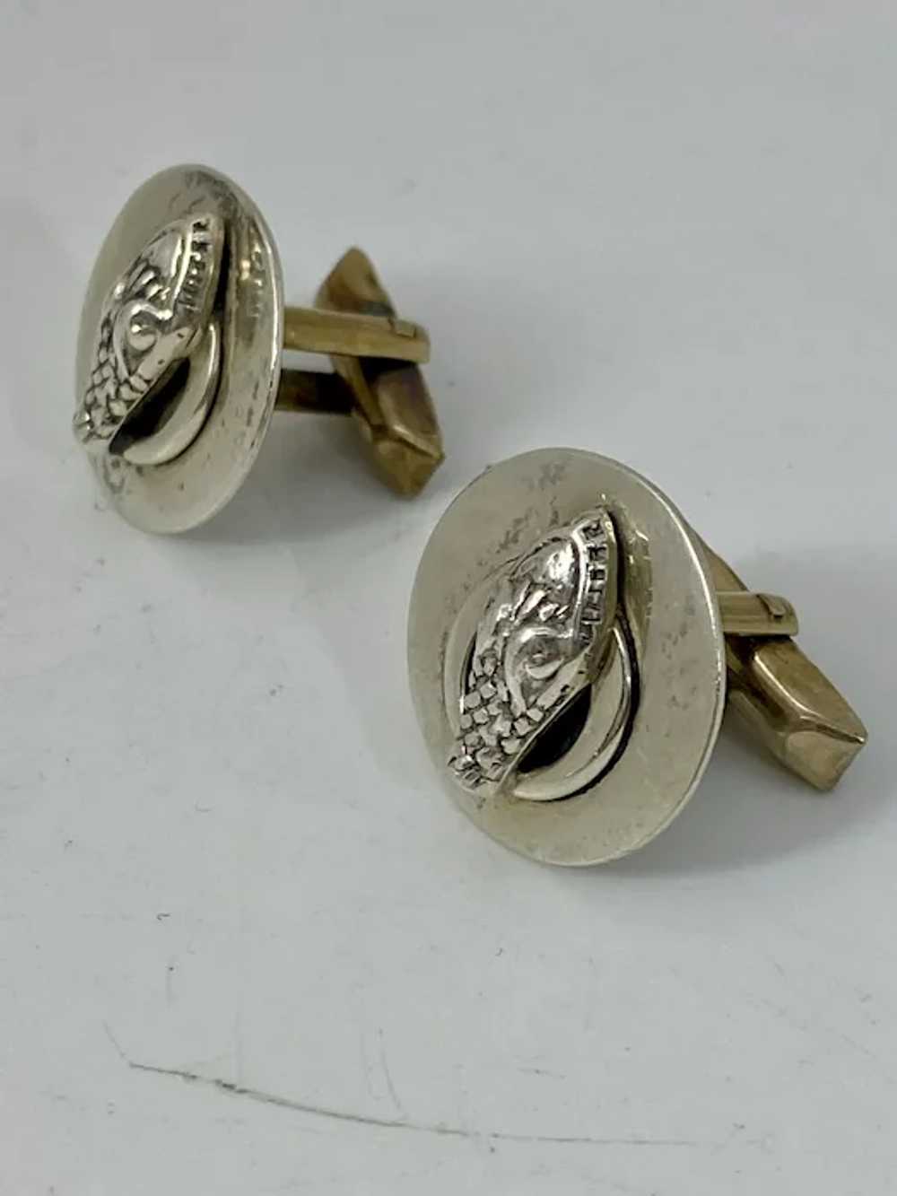 Delfino Sterling Snake Head Cufflinks Mexico Silv… - image 9