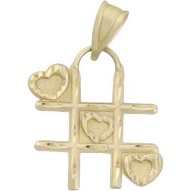 Pendant Only 14k Yellow Gold Heart Tic Tac Toe Pen