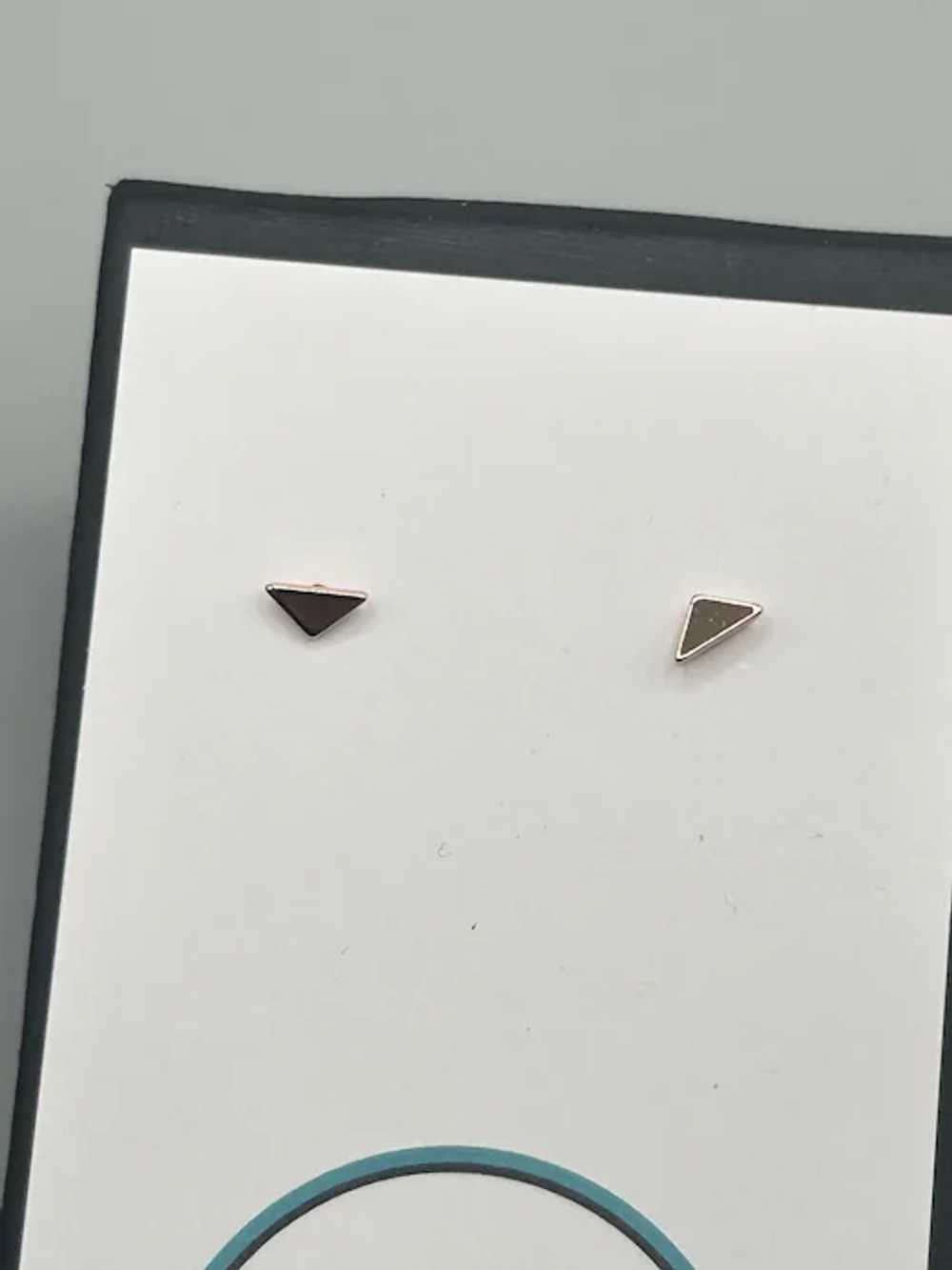 Tiny Petite Triangle Stud Earrings Sterling Silve… - image 2