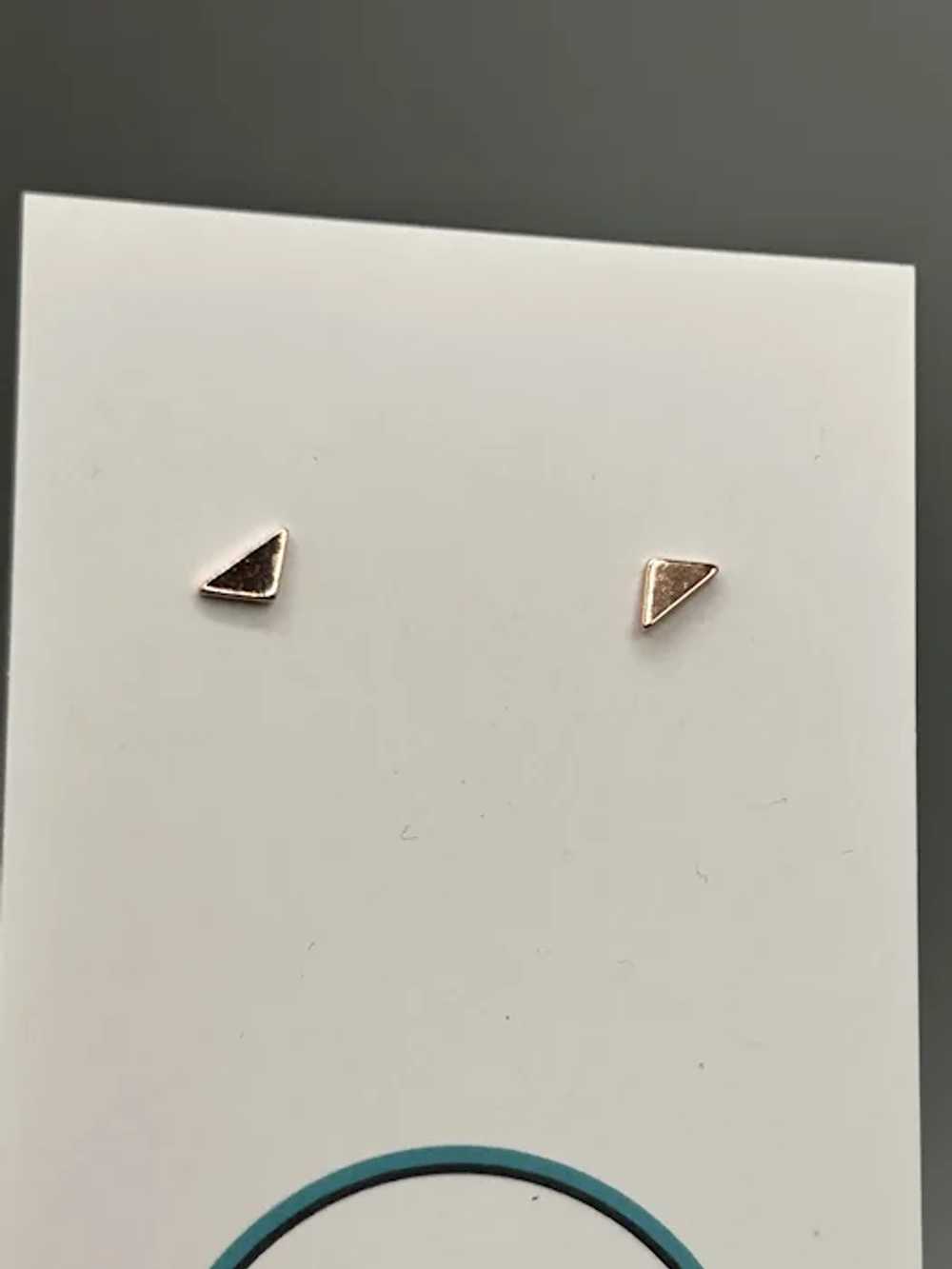 Tiny Petite Triangle Stud Earrings Sterling Silve… - image 3