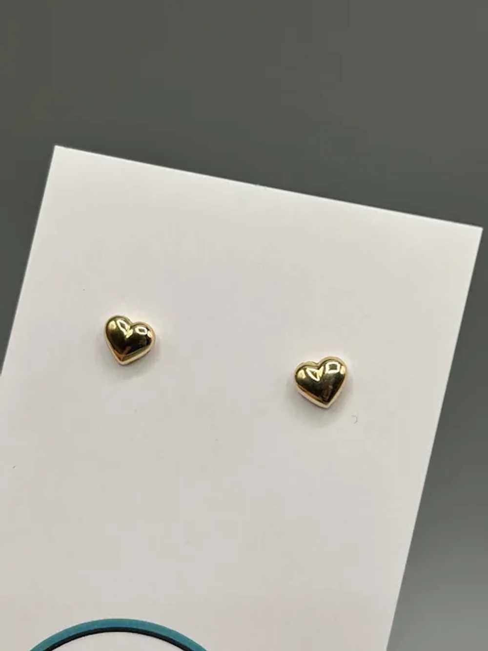 14K Gold Puffy Heart Stud Earrings Small Petite T… - image 5