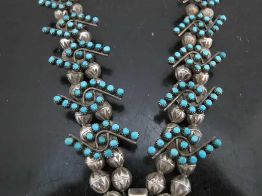 ZUNI Native Petit Point Snake Eye TURQUOISE Sterl… - image 5