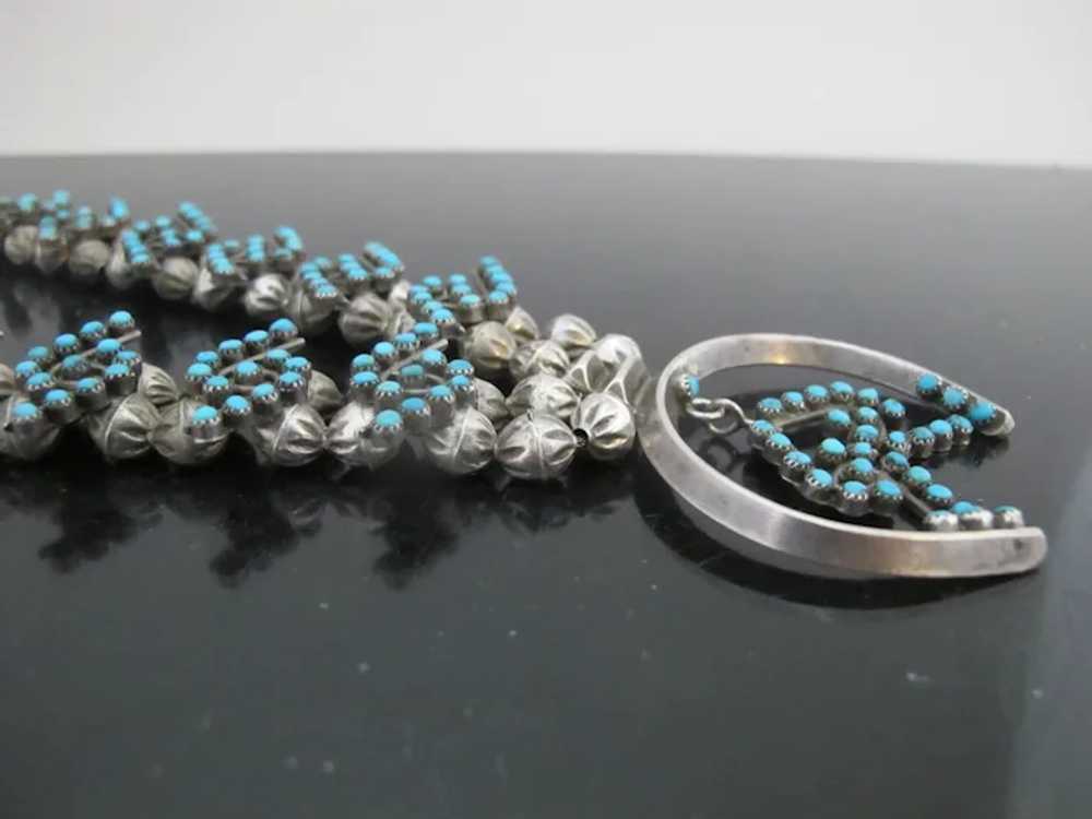 ZUNI Native Petit Point Snake Eye TURQUOISE Sterl… - image 6