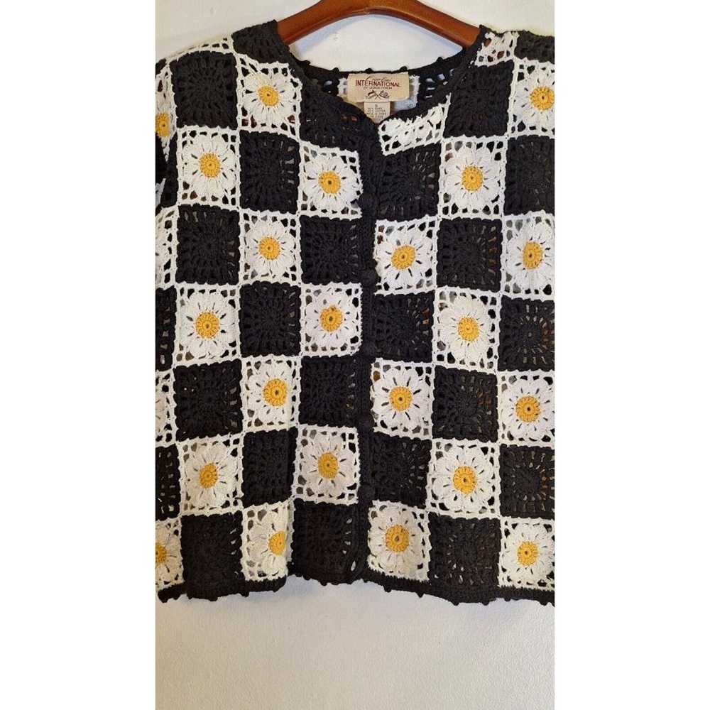 Vtg Y2K GIORGIO FIORLINI Crochet Knit Button Up C… - image 5