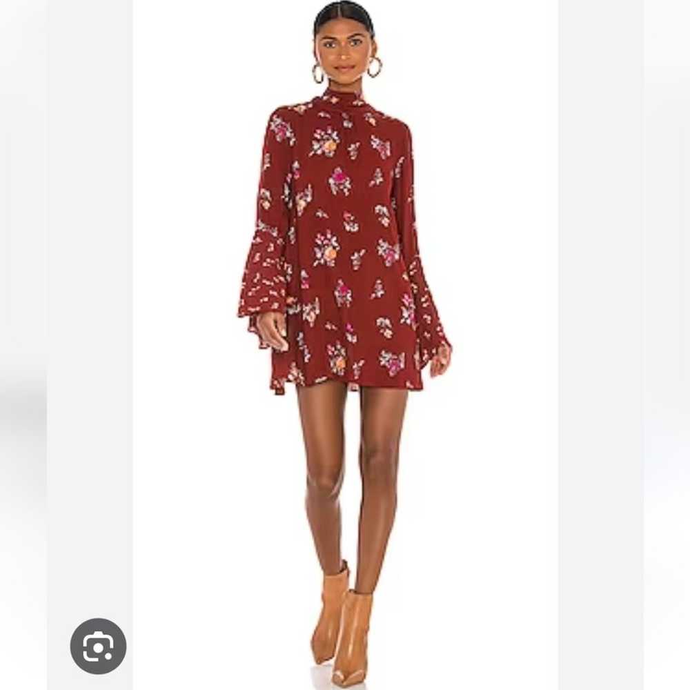 Free People Dress Tate Tunic Mini  Red floral Vin… - image 1